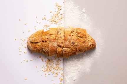 sliced bread on white surface